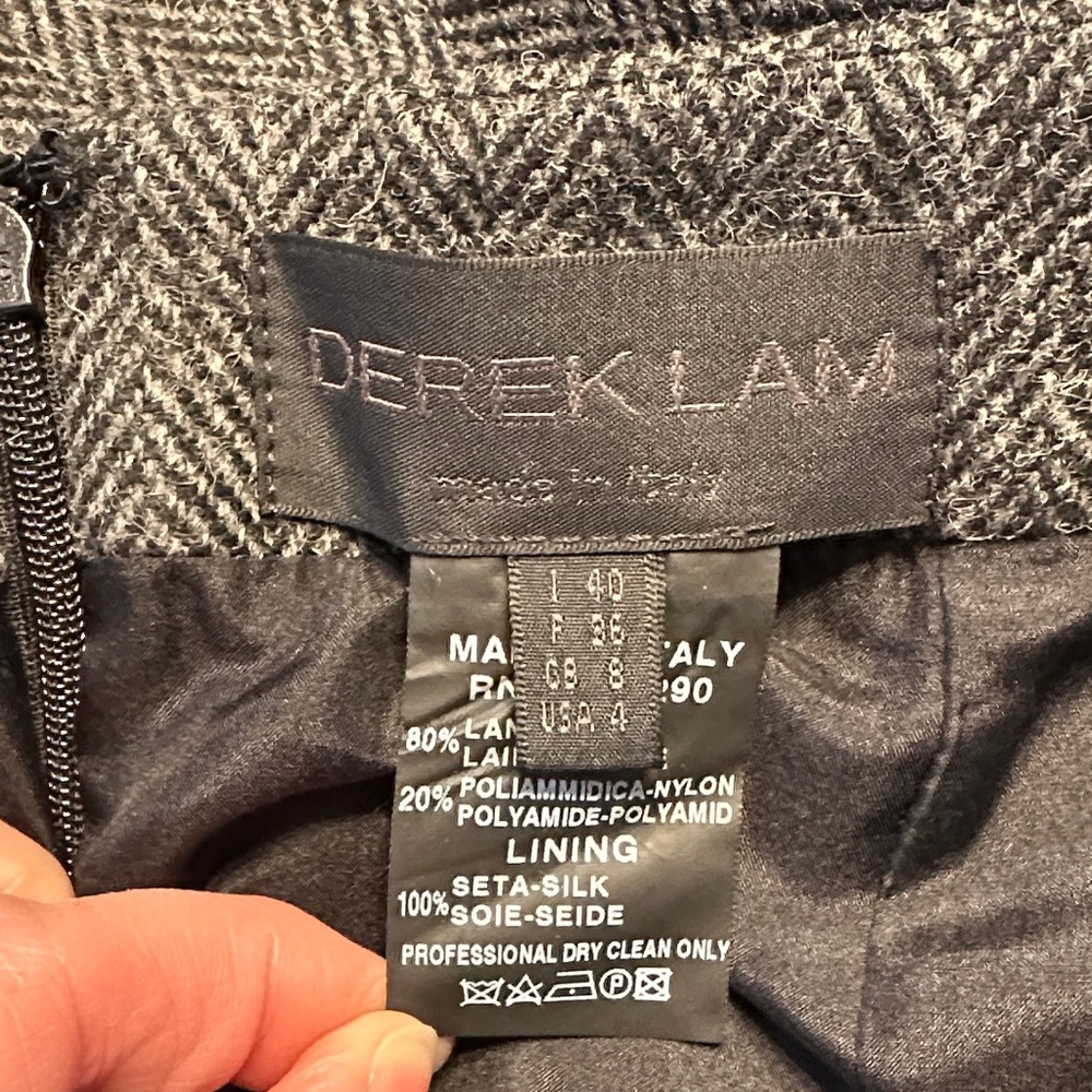Derek Lam Gray Herringbone Wool Pencil Skirt silk lined. - Picture 3 of 9